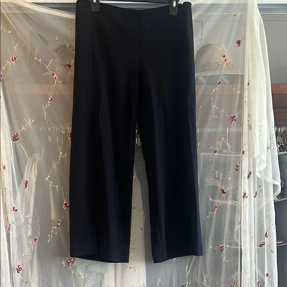 The Row Midnight Navy Black pant with ankle slit detail